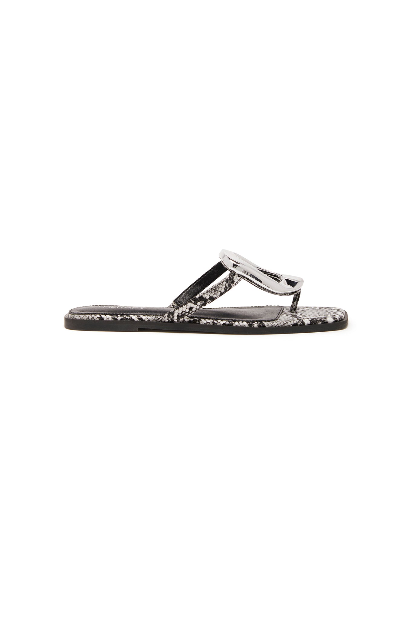 THERAPY Guild Thong Sandal Black White Snake by Selfie Leslie