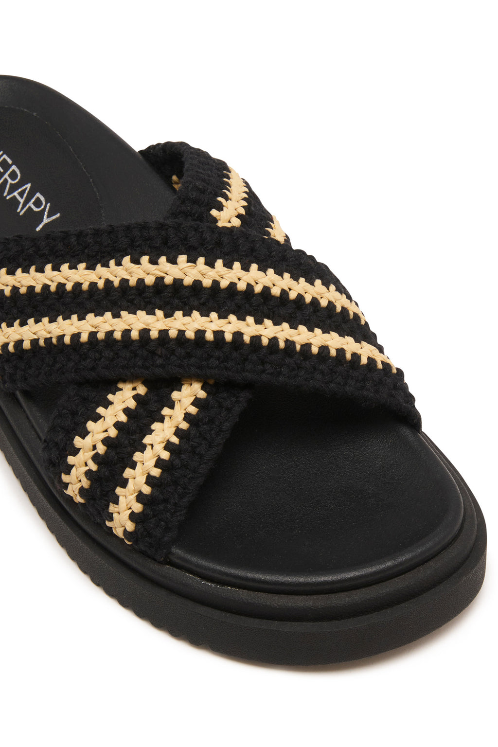 THERAPY Peta Platform Sandal Black Beige by Selfie Leslie