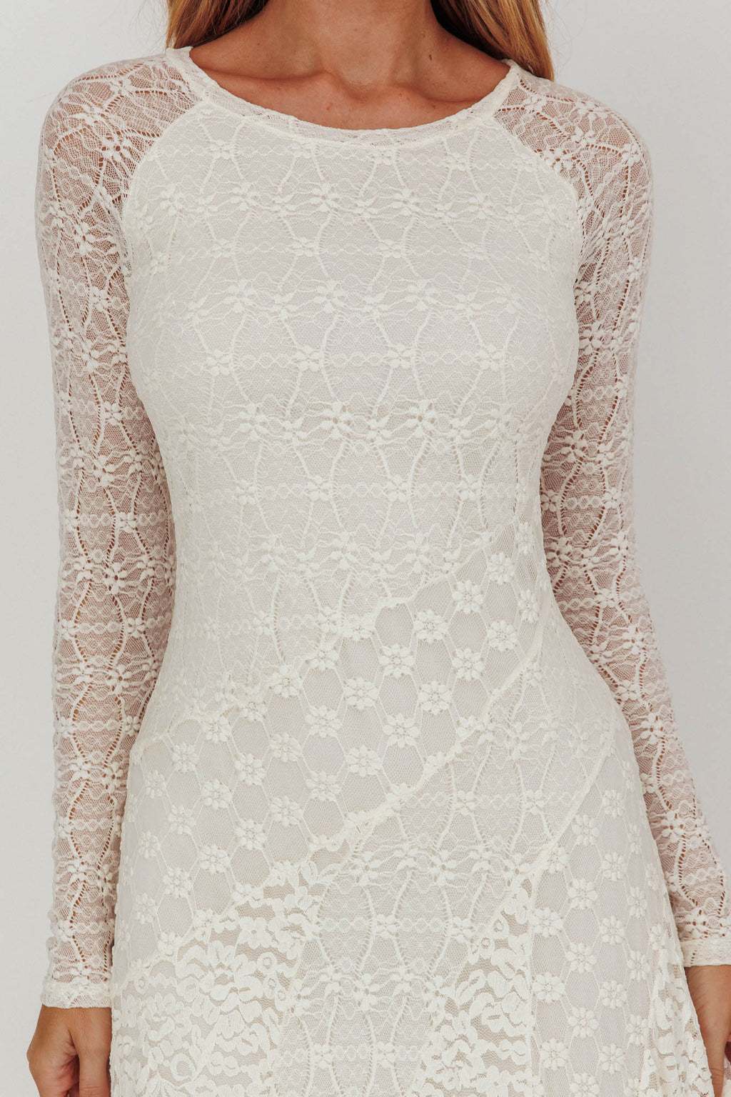 Tarly Long Sleeve Lace Maxi Dress Cream by Selfie Leslie
