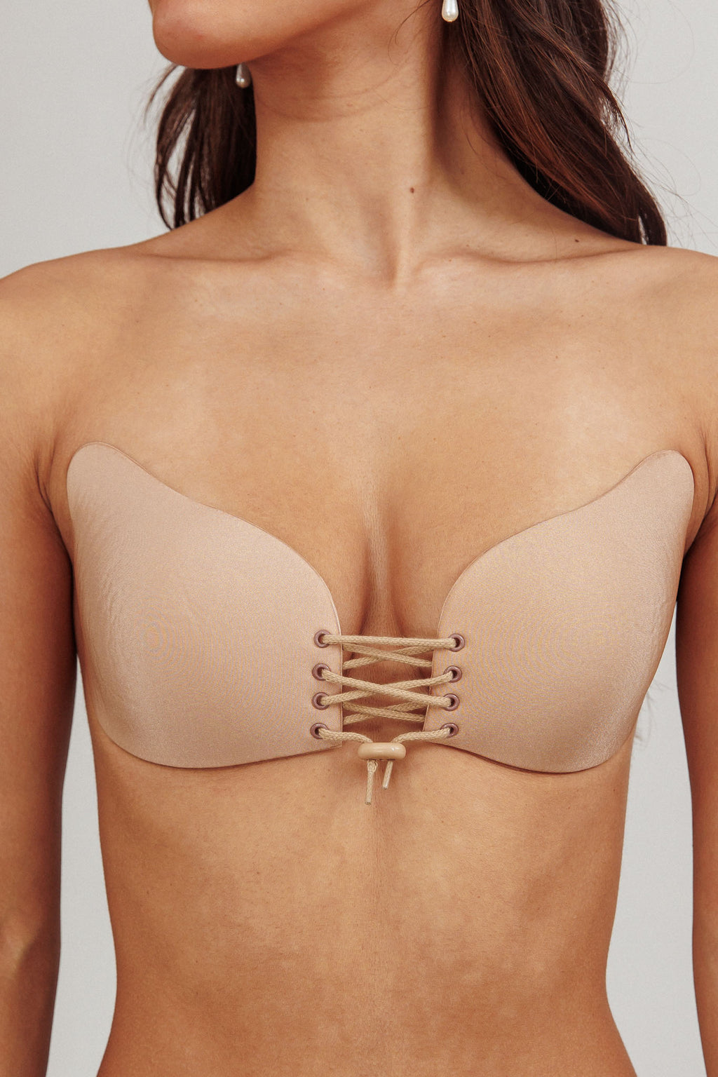 Vito Backless Lace-up Adhesive Bra Nude by Selfie Leslie