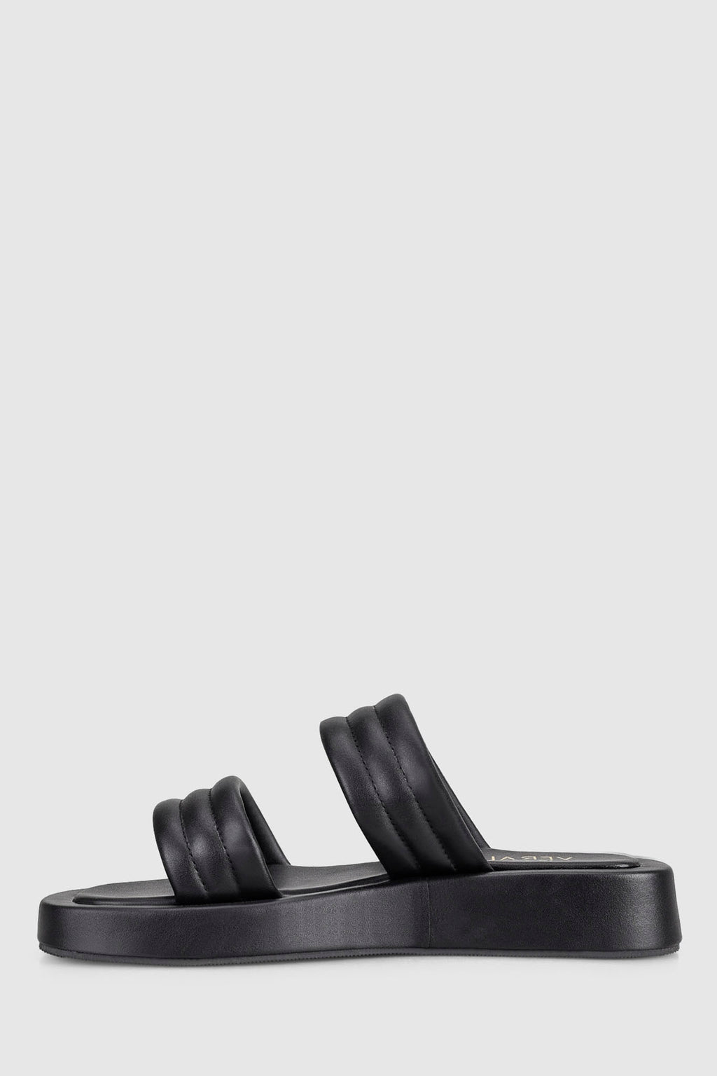 VERALi Boss Flatform Slides Black Smooth by Selfie Leslie