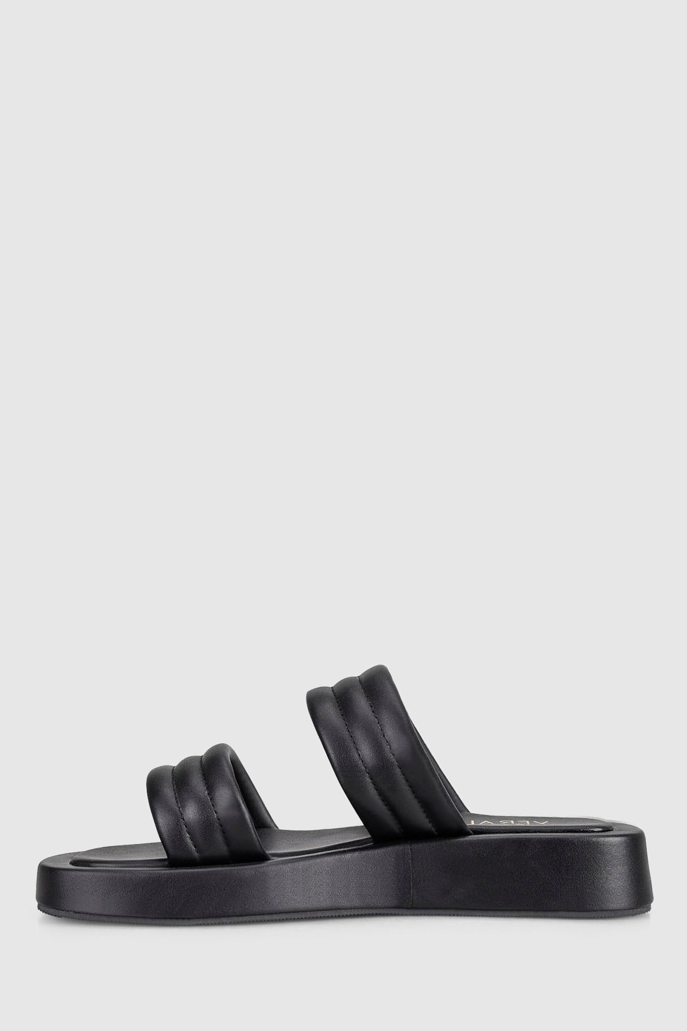 VERALi Boss Flatform Slides Black Smooth by Selfie Leslie