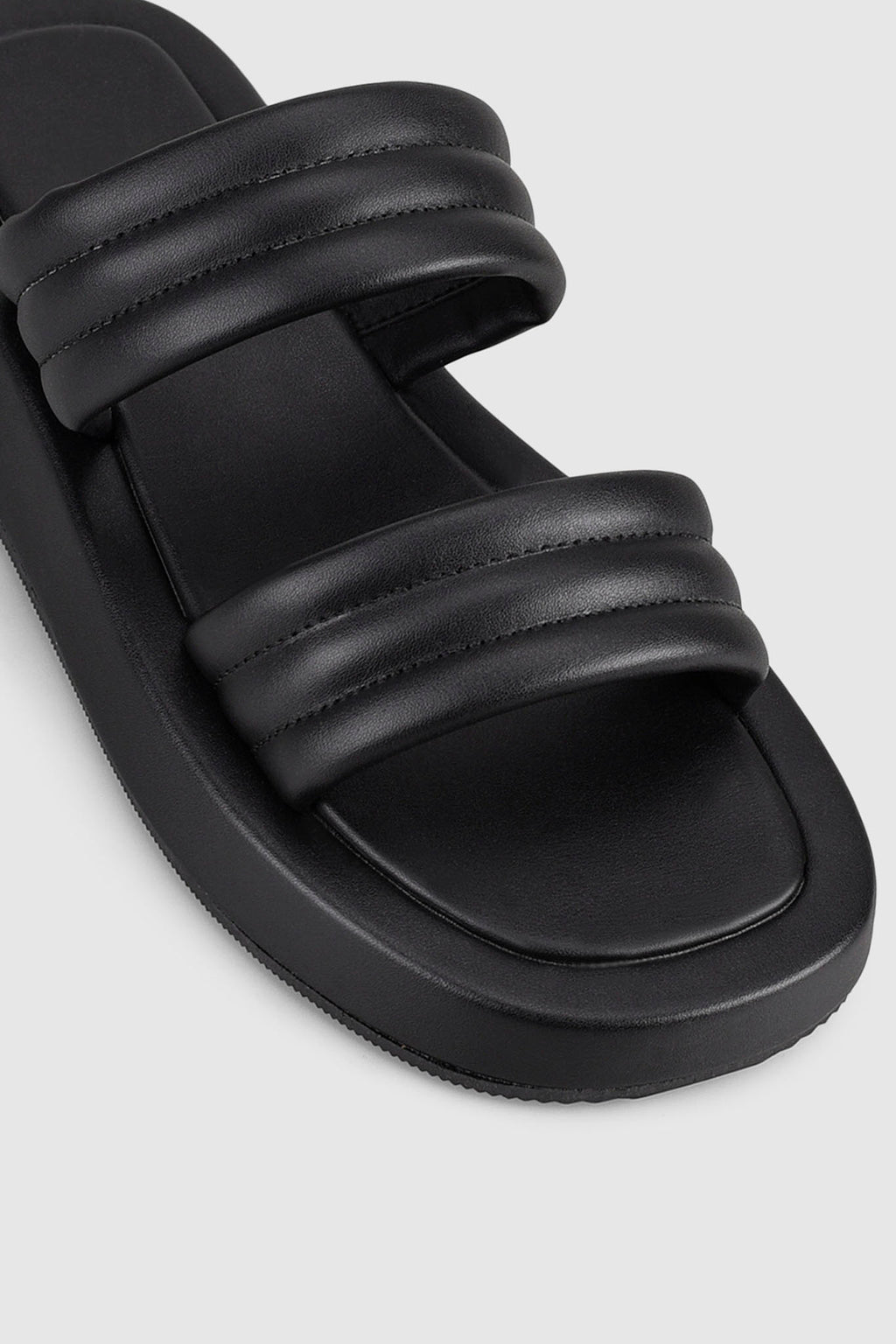 VERALi Boss Flatform Slides Black Smooth by Selfie Leslie