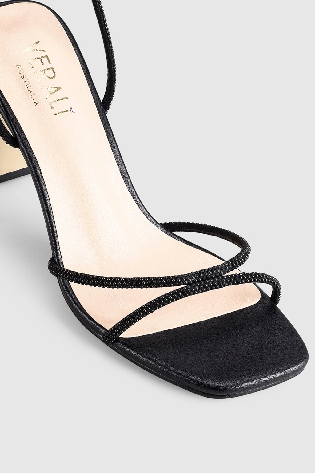 VERALi Kian Block Heel Sandals Black Pearl by Selfie Leslie