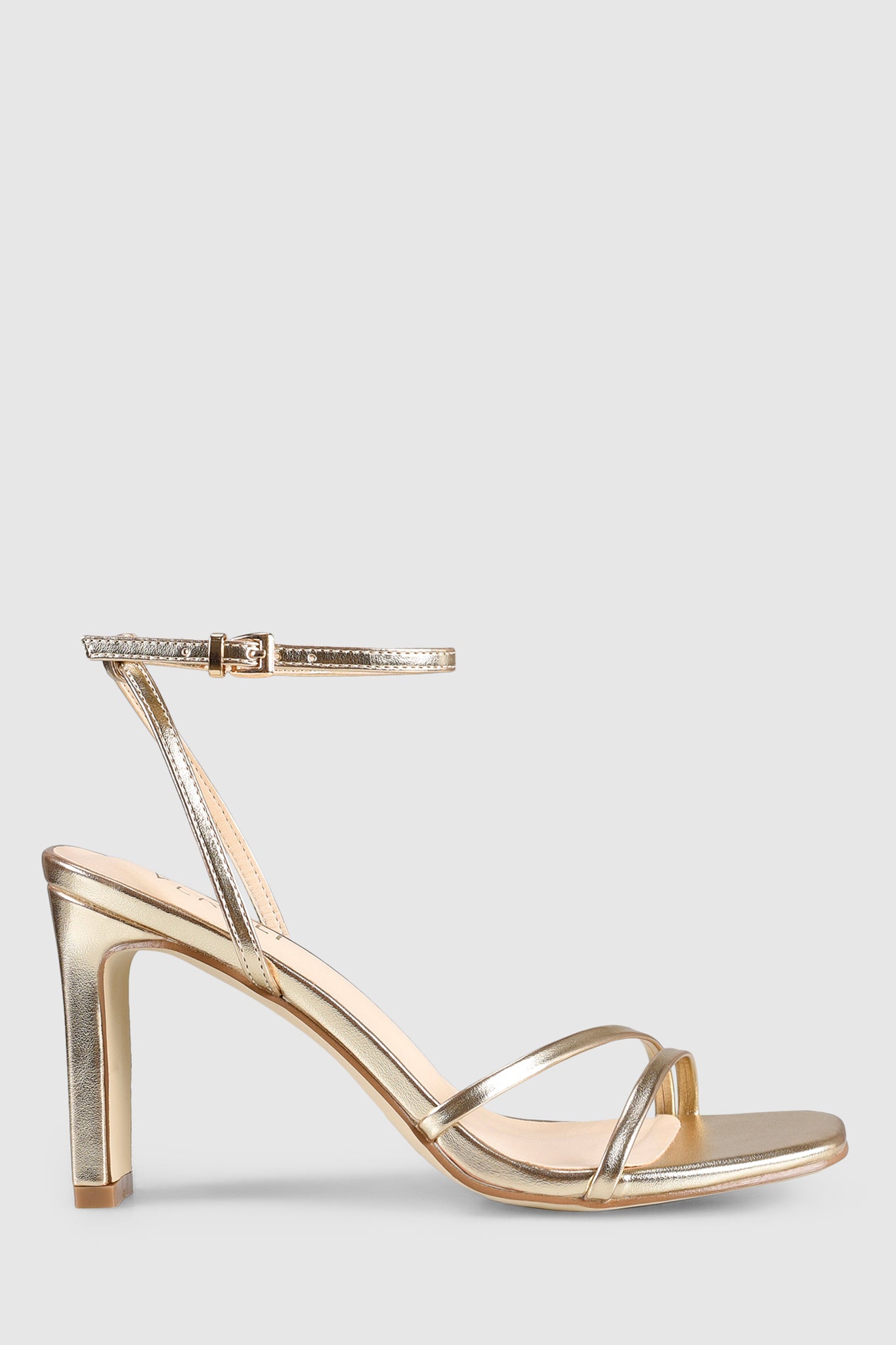 VERALi Kimmy Slim Strappy Heels Champagne Metallic by Selfie Leslie