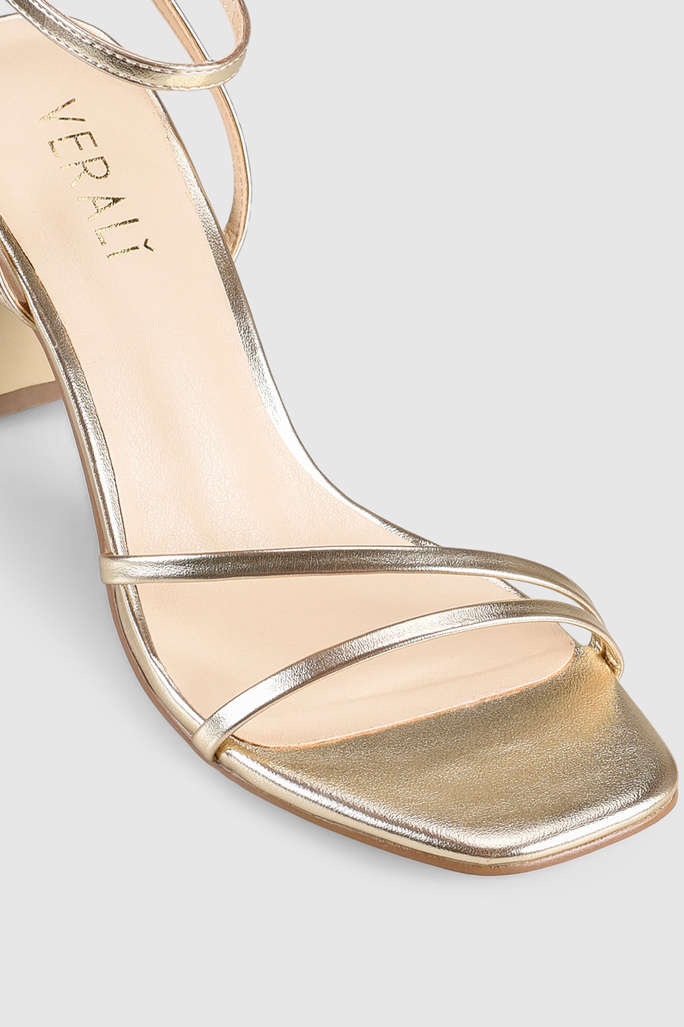 VERALi Kimmy Slim Strappy Heels Champagne Metallic by Selfie Leslie