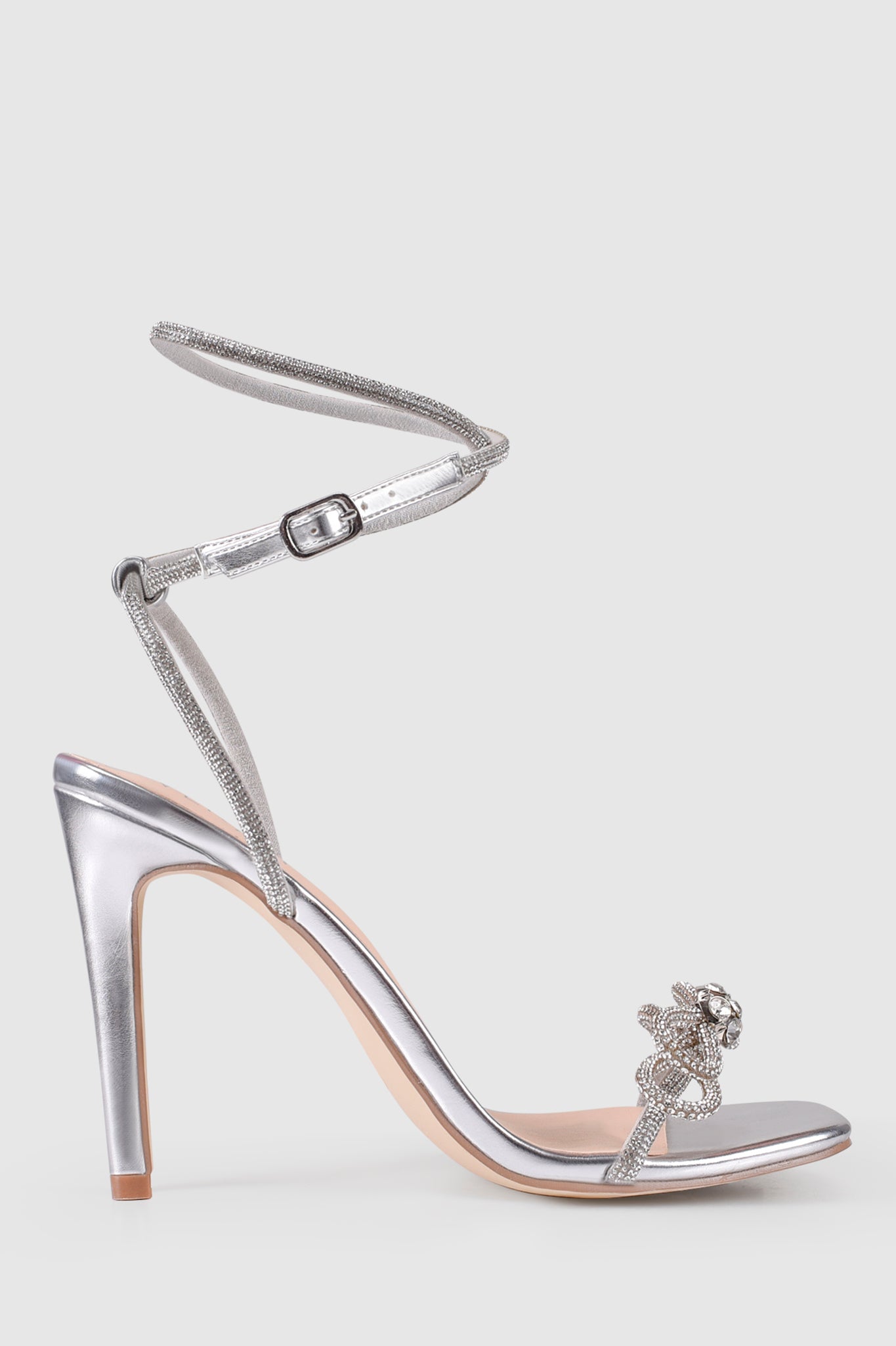 VERALi Ottawa Diamante High Heels Silver Metallic Smooth by Selfie Leslie