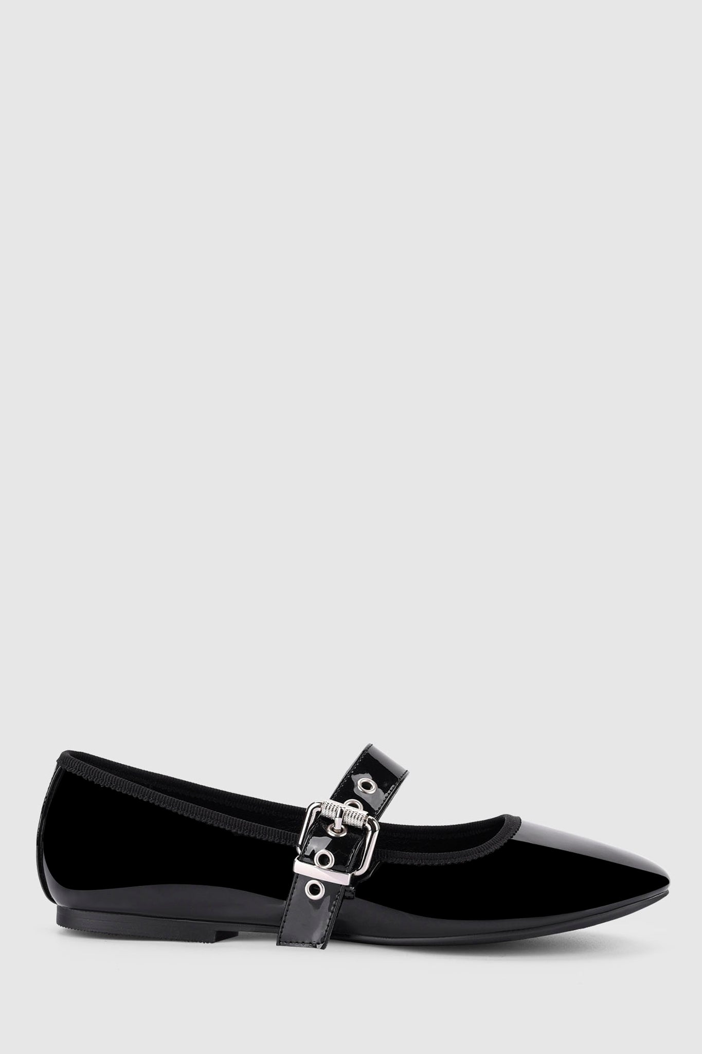 VERALi Banks Buckled Mary-Jane Flats Black Patent by Selfie Leslie