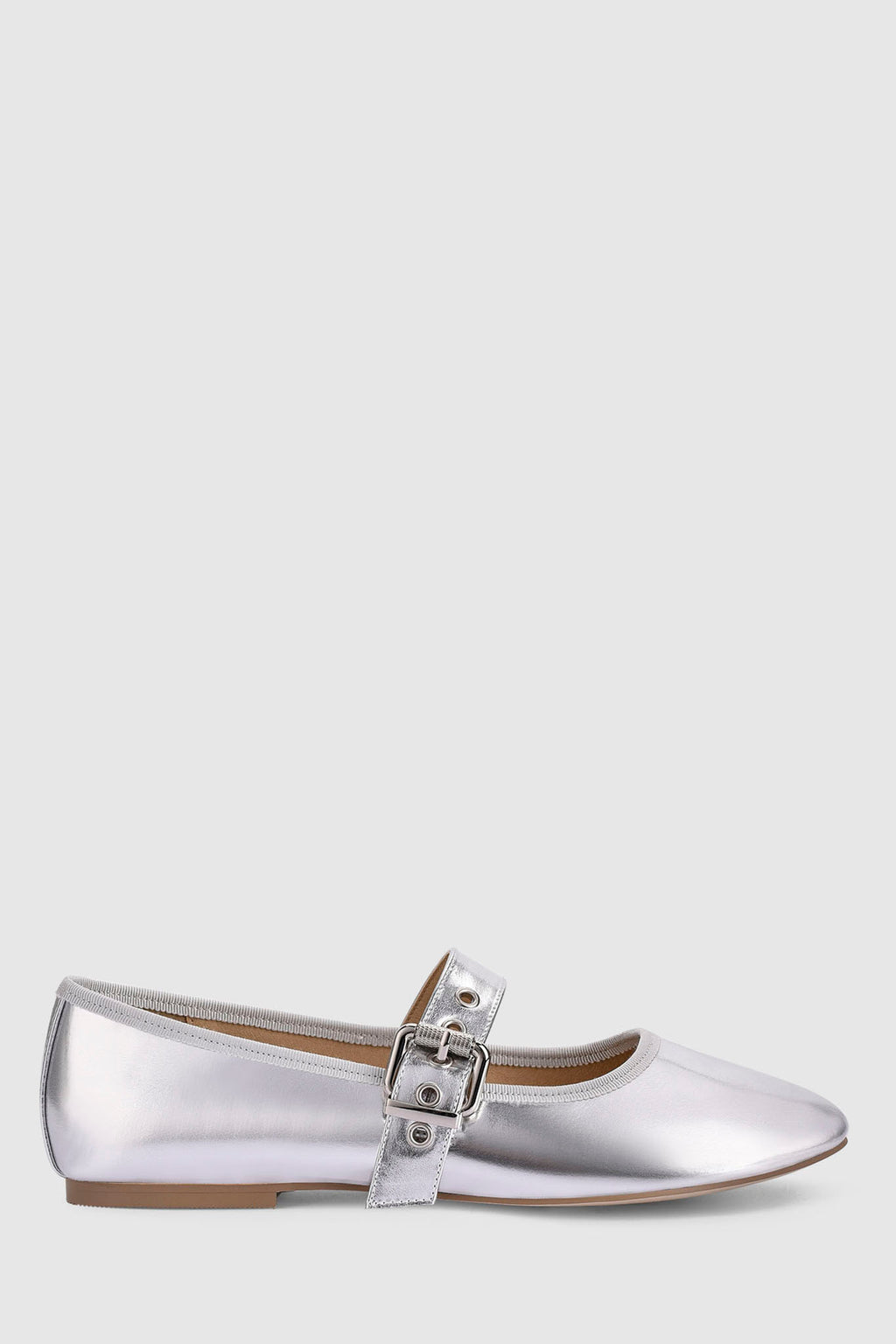 VERALi Banks Buckled Mary-Jane Flats Silver by Selfie Leslie