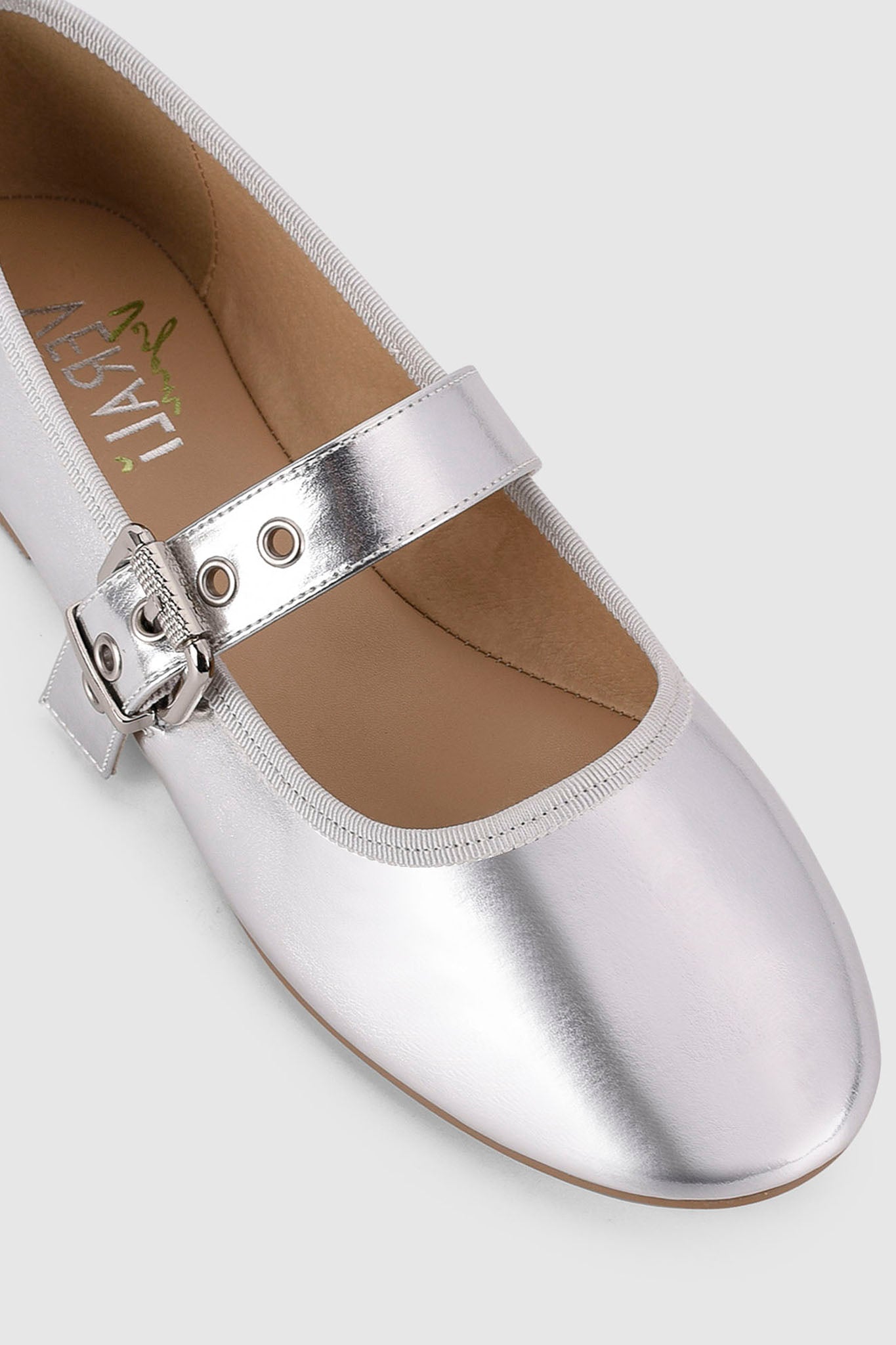 VERALi Banks Buckled Mary-Jane Flats Silver by Selfie Leslie