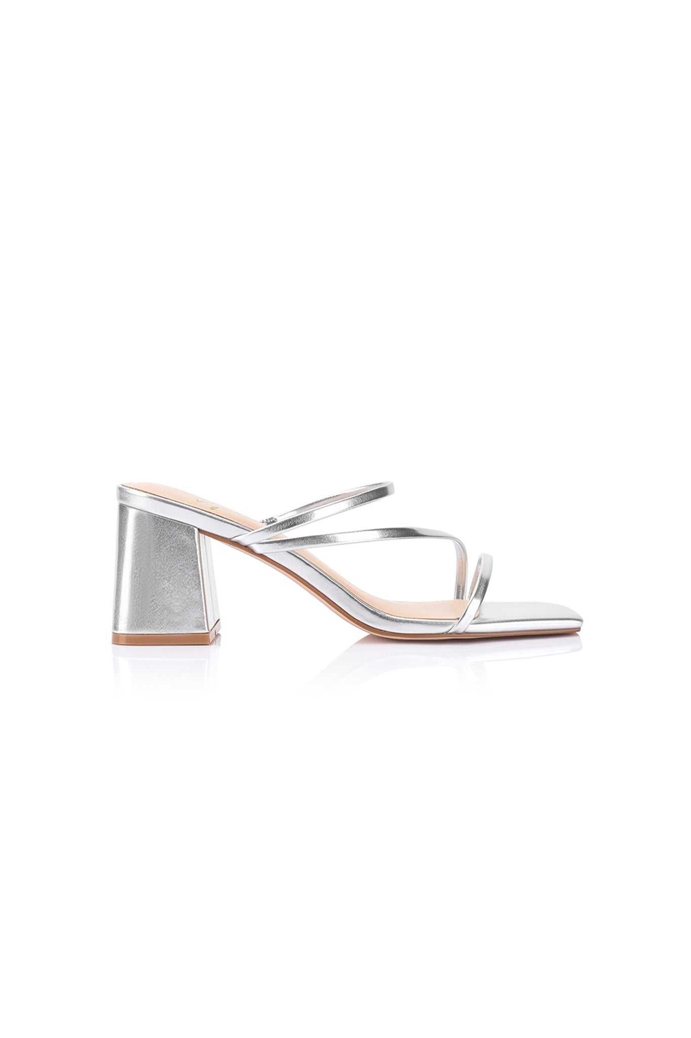 VERALi Stanford Block Heel Mules Silver Metallic by Selfie Leslie