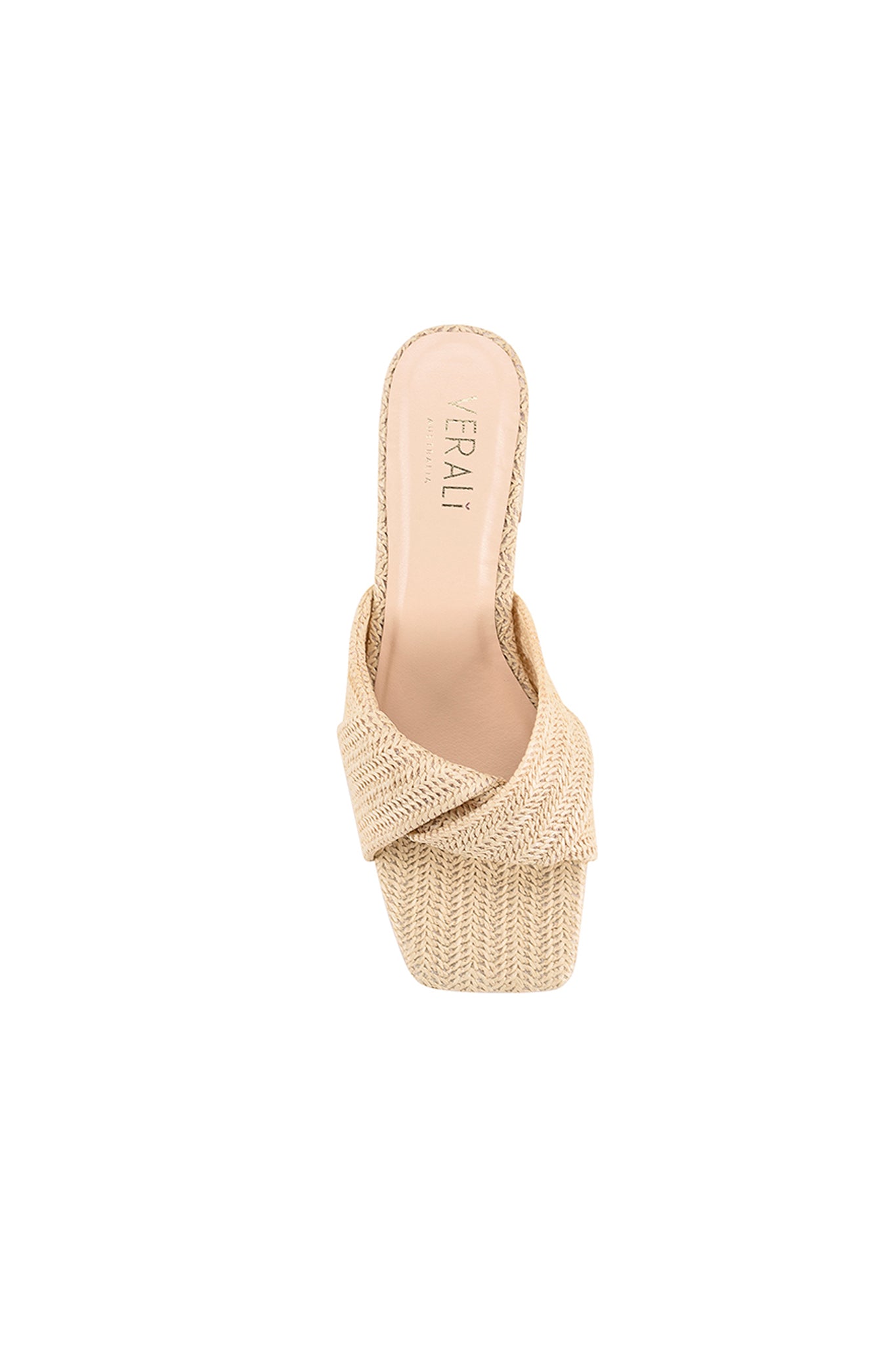 VERALI Stella Block Heel Mules Natural Raffia by Selfie Leslie