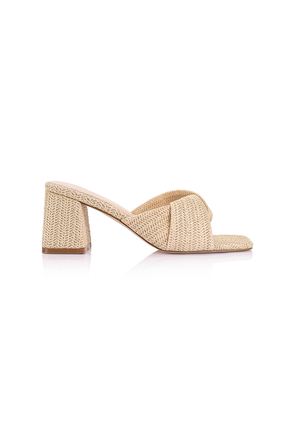 VERALI Stella Block Heel Mules Natural Raffia by Selfie Leslie