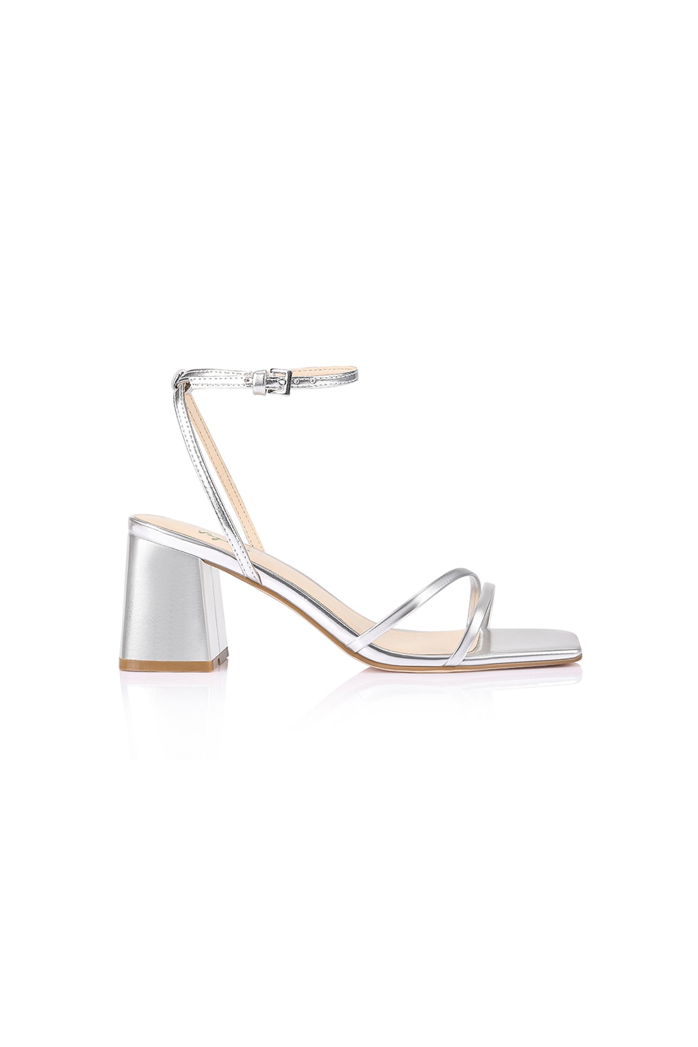 Shop the VERALi Stevie Block Heel Sandal Silver Metallic