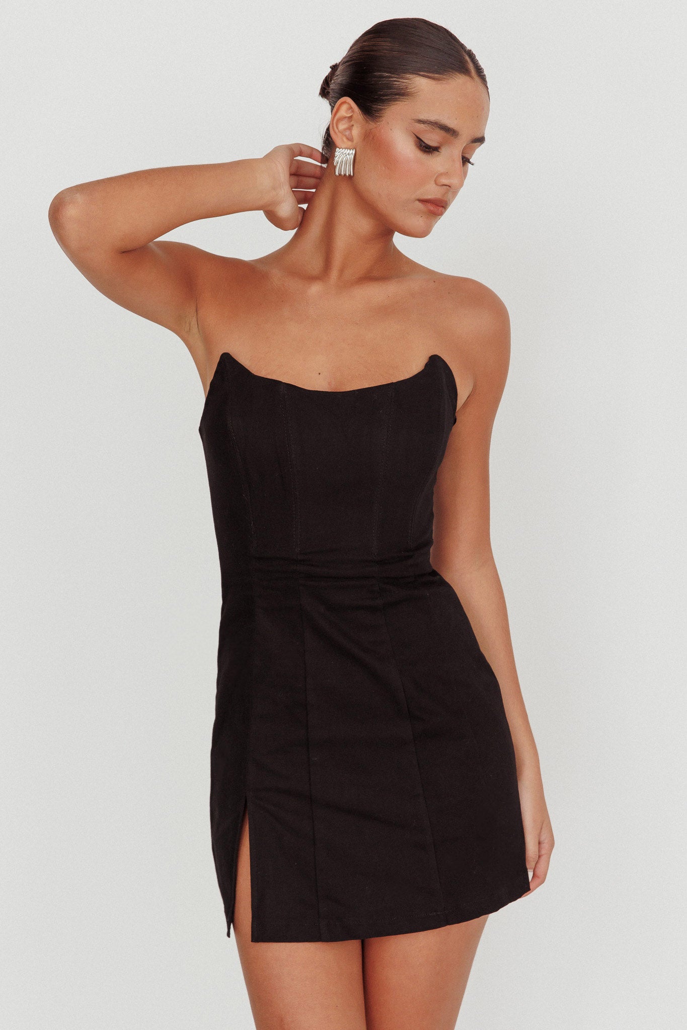 Luann Scoop Neckline Strapless Mini Dress White main image 1
