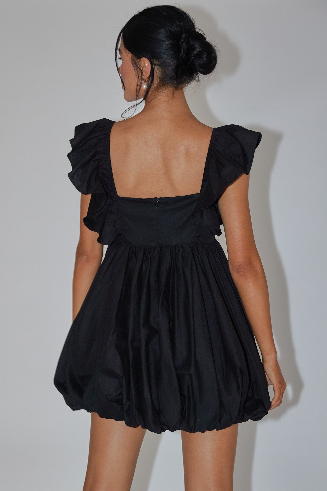 gigli bubble hem mini dress black Long-Sleeve Bubble Hem Mini Dress in Black - 4