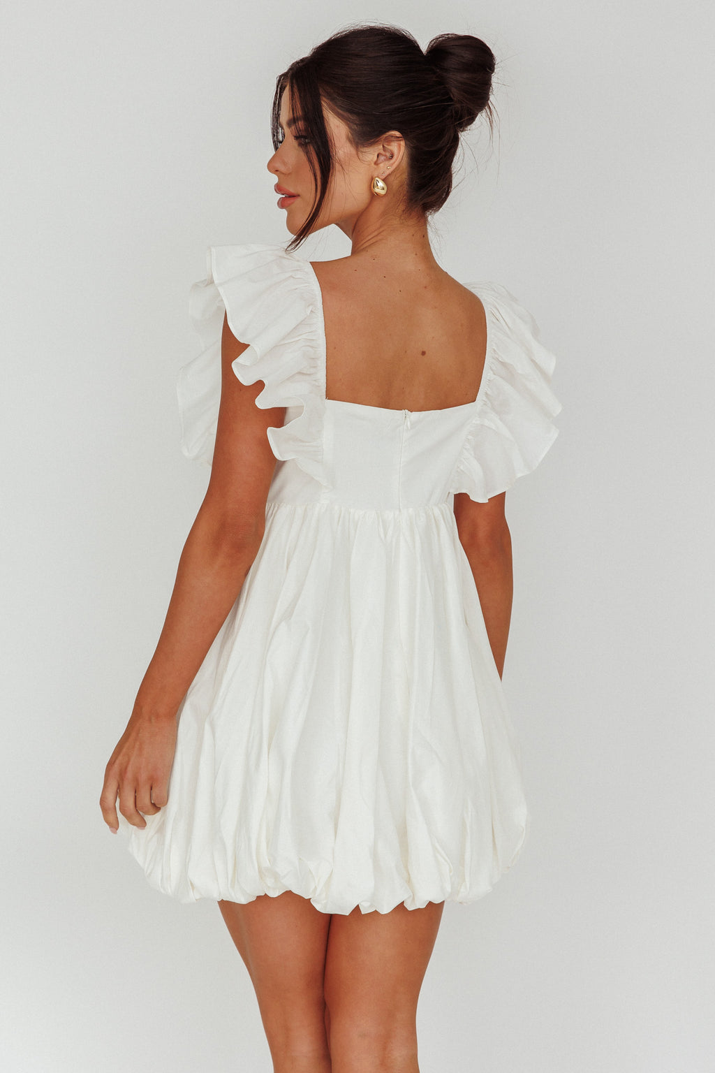 Horoscope Bubble Hem Mini Dress Ivory by Selfie Leslie