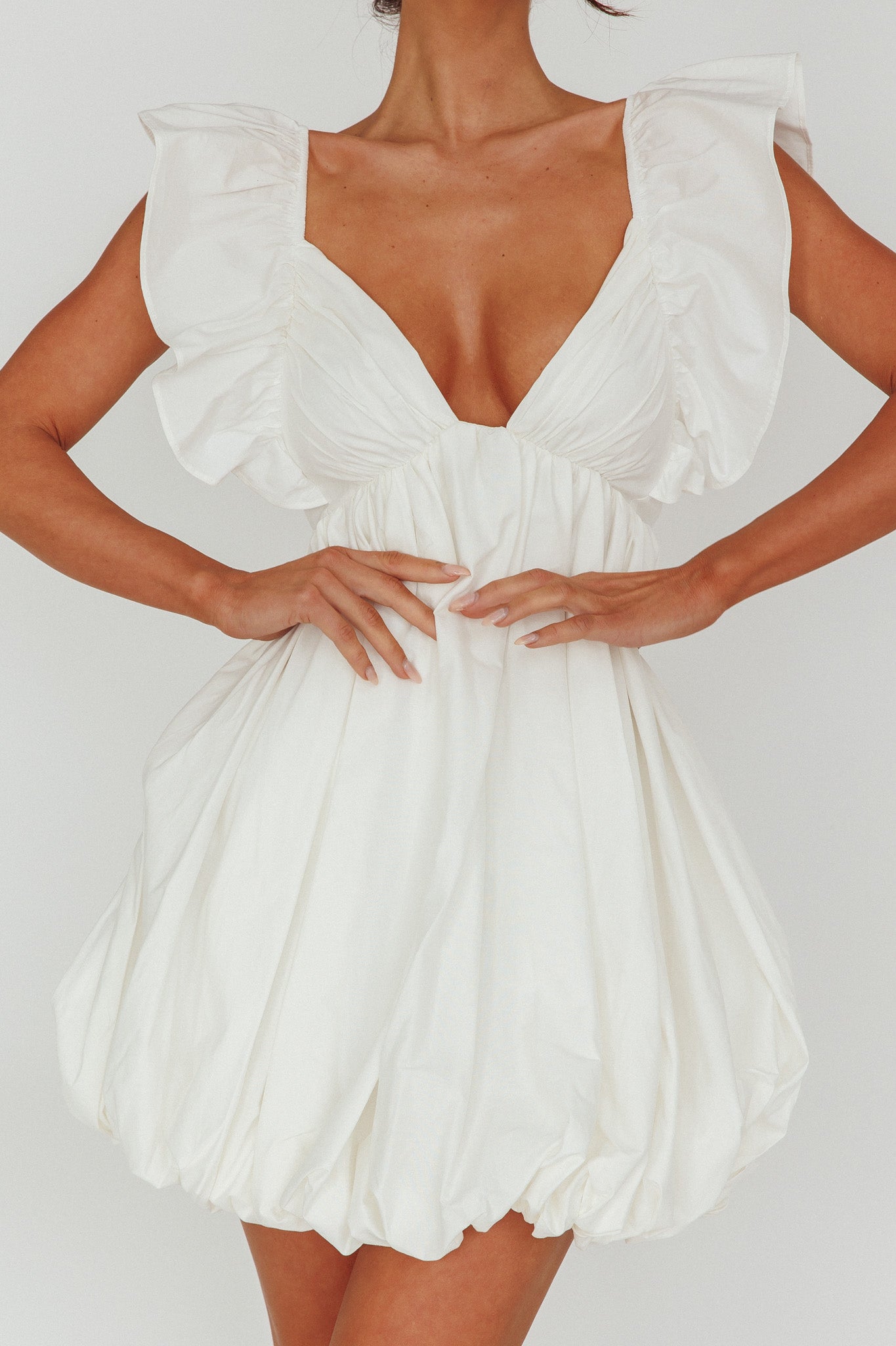 Horoscope Bubble Hem Mini Dress Ivory by Selfie Leslie