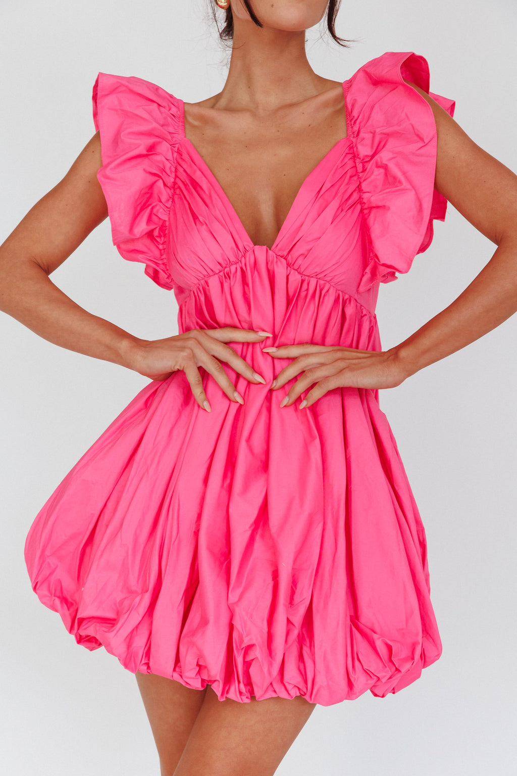 Horoscope Bubble Hem Mini Dress Pink by Selfie Leslie