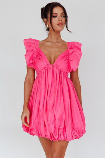 Horoscope Bubble Hem Mini Dress Blush