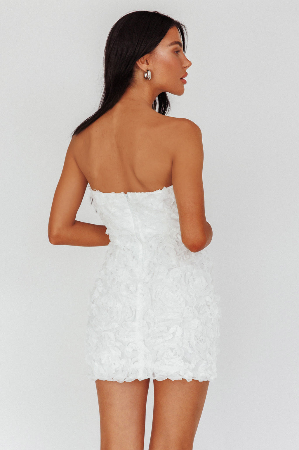 Charmer Floral Embellished Mini Dress Ivory by Selfie Leslie