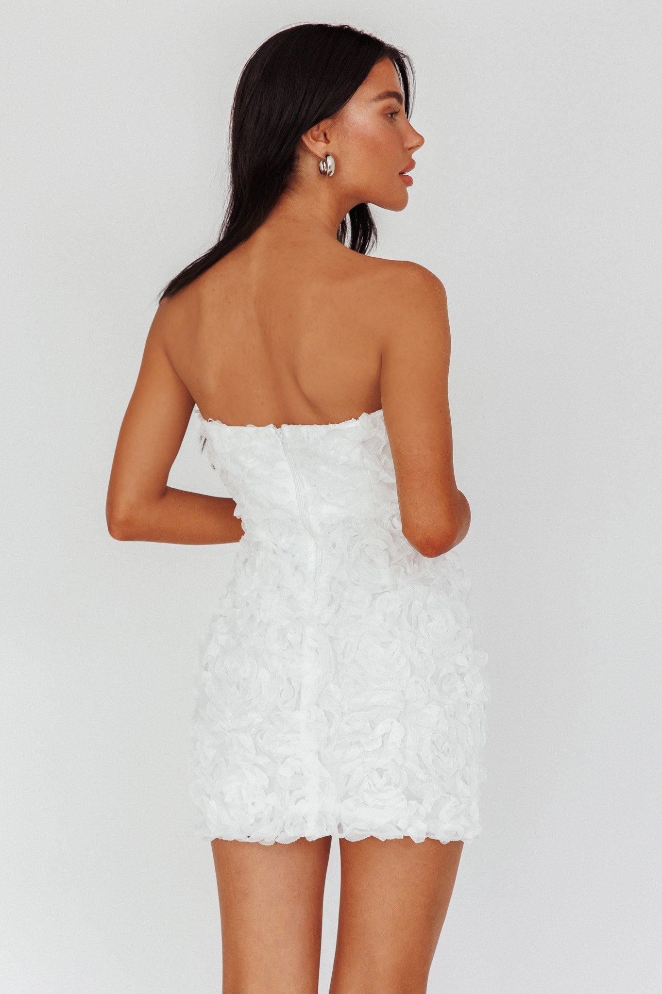 Charmer Floral Embellished Mini Dress Ivory by Selfie Leslie
