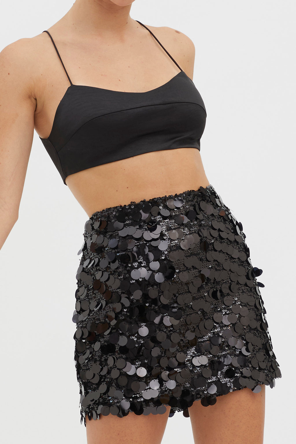 Gin Fizz Sequin Mini Skirt Black by Selfie Leslie