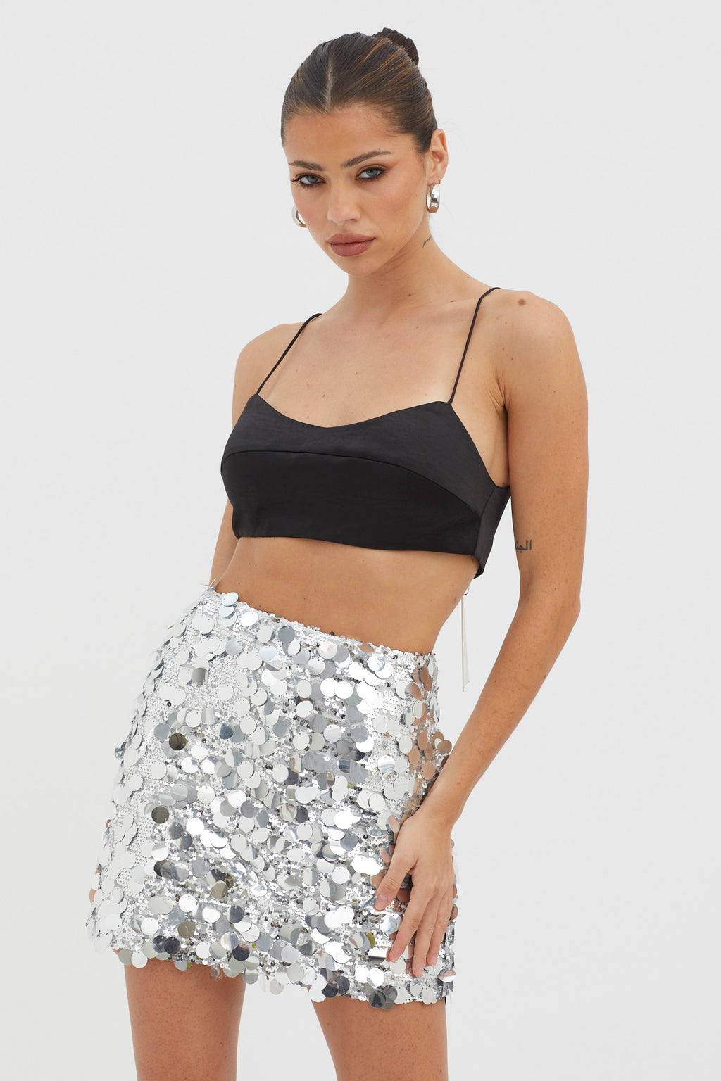 Gin Fizz Sequin Mini Skirt Silver by Selfie Leslie