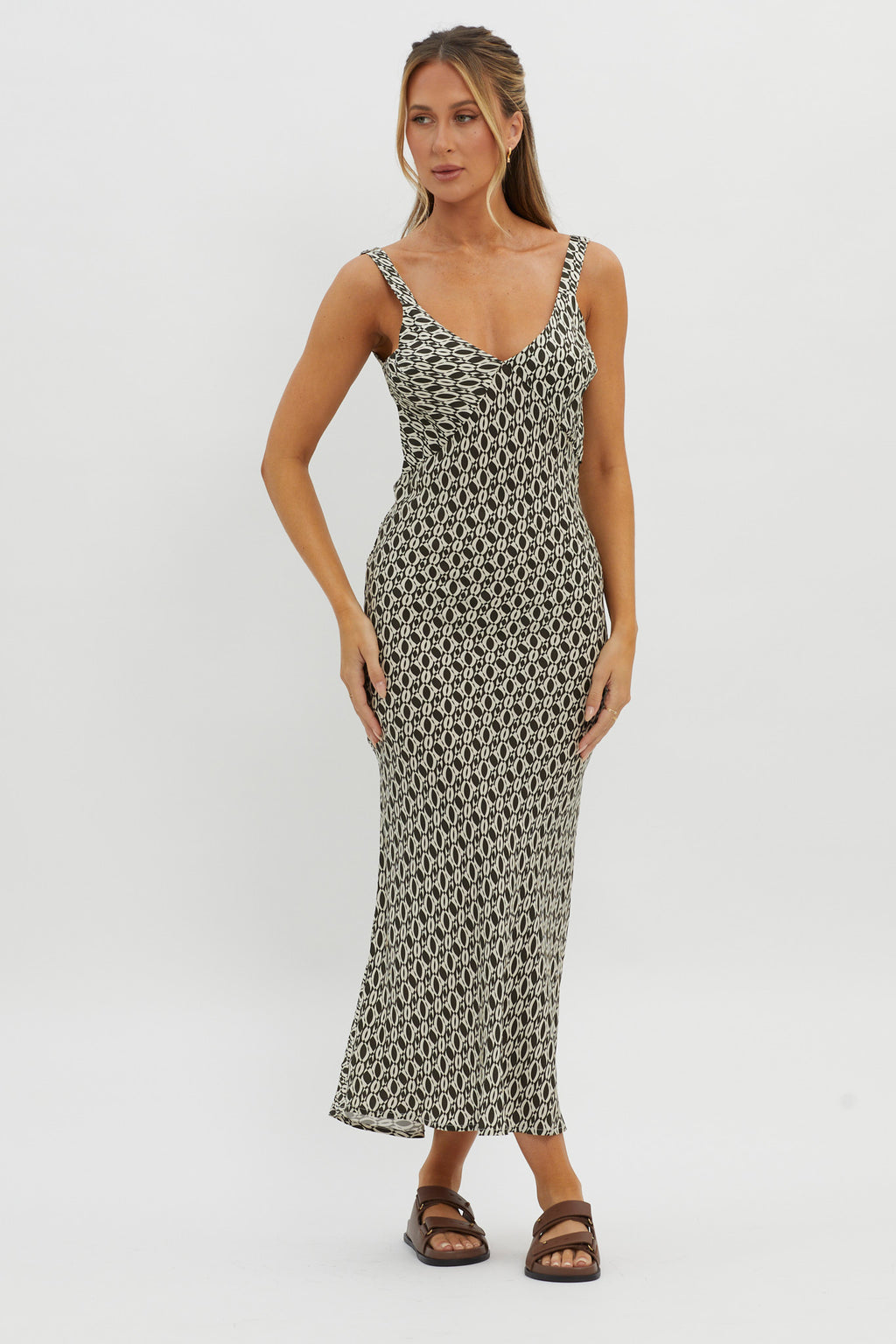 Avenue Thick Strap Midi Dress Print Solna by Selfie Leslie