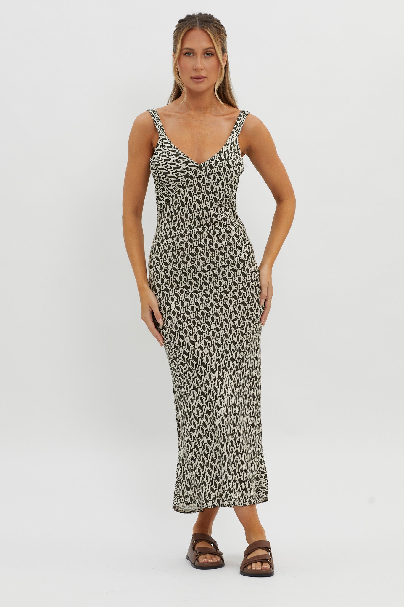 thick midi dress Avenue Thick Strap Midi Dress Print Solna