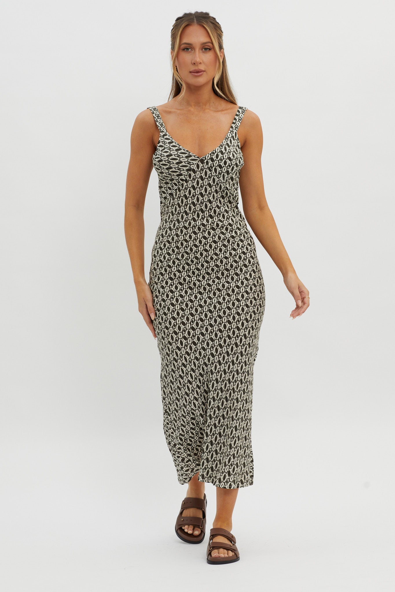 Avenue Thick Strap Midi Dress Print Solna by Selfie Leslie