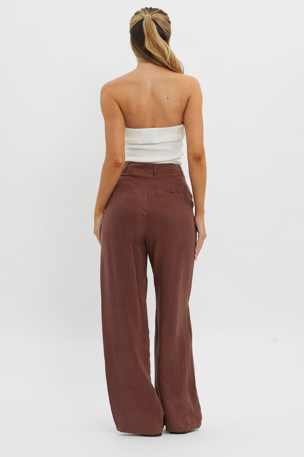 Dodie Straight Leg Trouser Pants Choco by Selfie Leslie