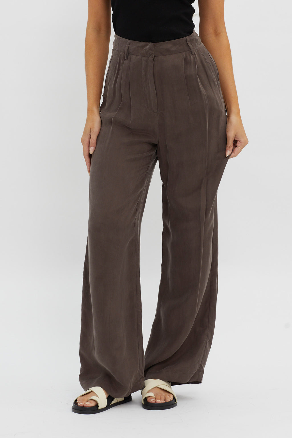Dodie Straight Leg Trouser Pants Warm Grey by Selfie Leslie