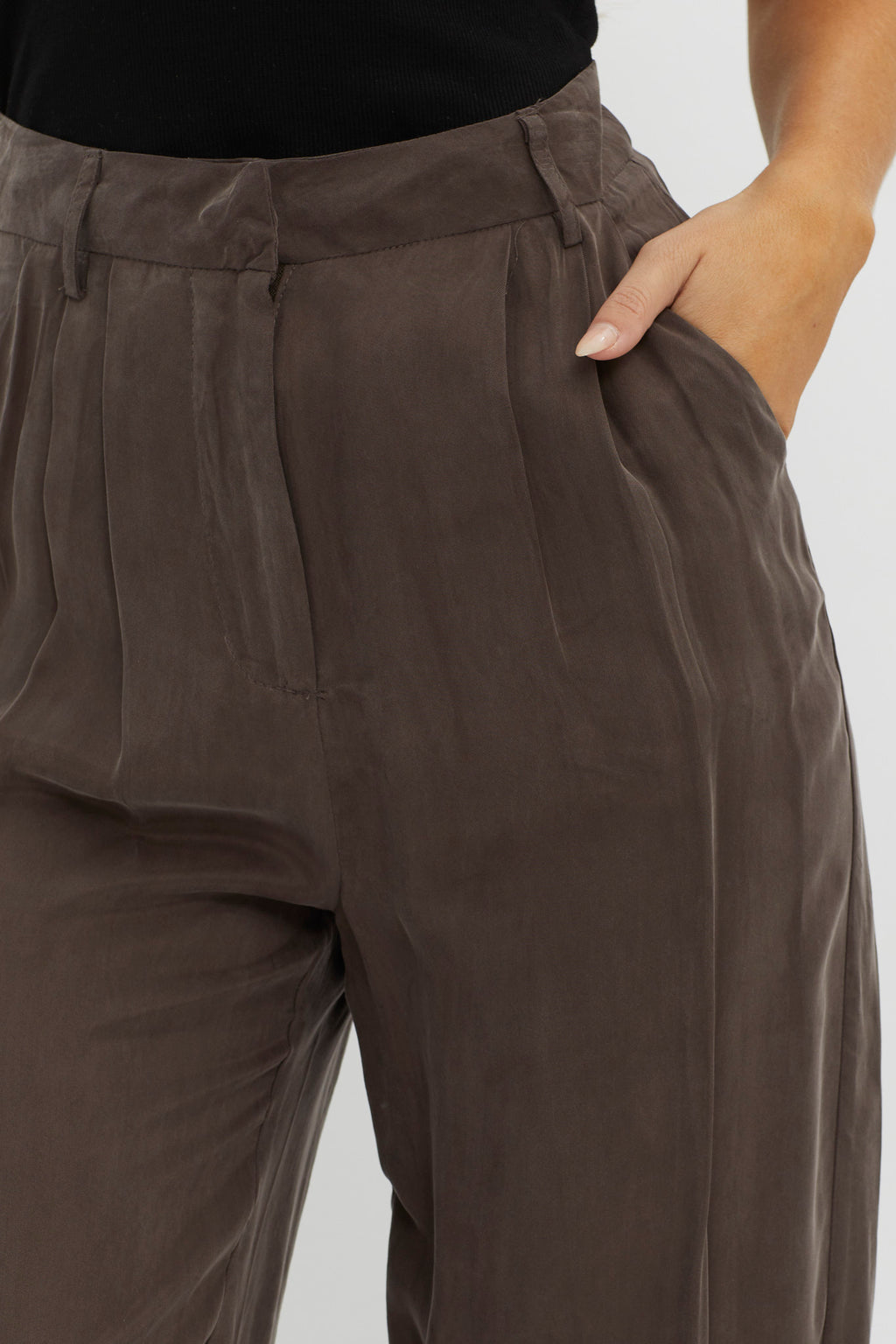 Dodie Straight Leg Trouser Pants Warm Grey by Selfie Leslie