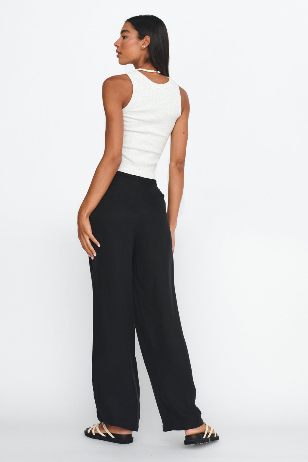 Dodie Straight Leg Trouser Pants Black by Selfie Leslie