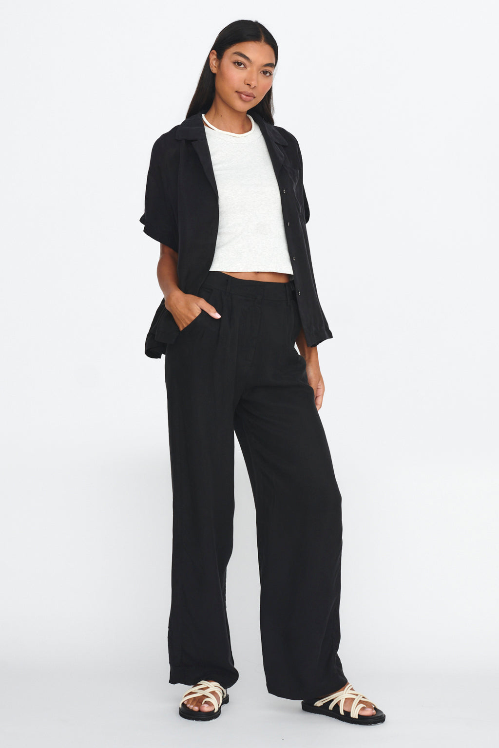 Dodie Straight Leg Trouser Pants Black by Selfie Leslie