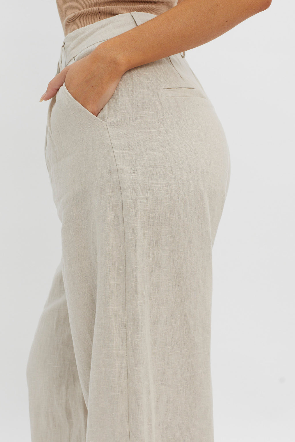 Dodie Straight Leg Trouser Pants Linen Oat by Selfie Leslie