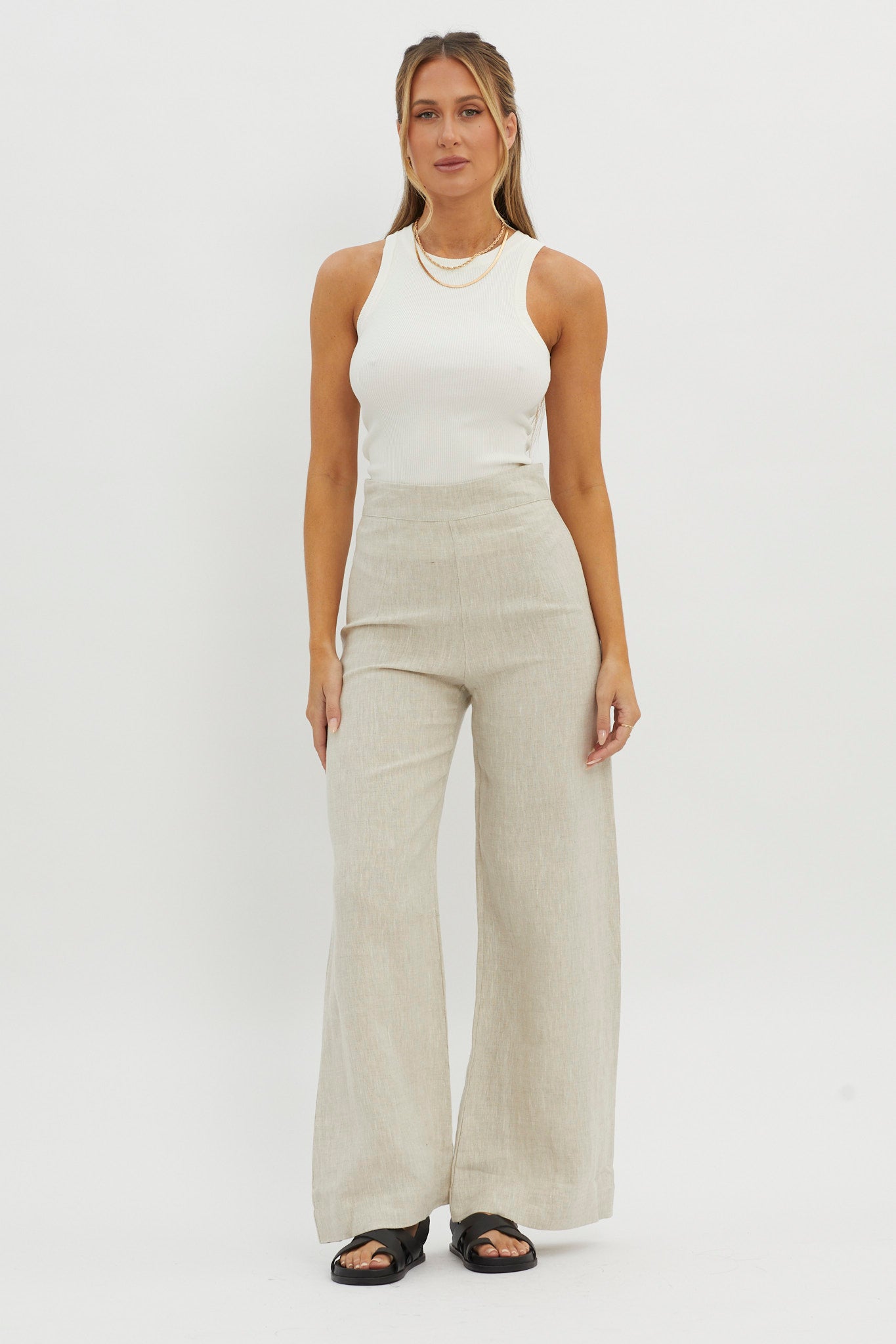 Wanda Wide Leg Pants Oat by Selfie Leslie