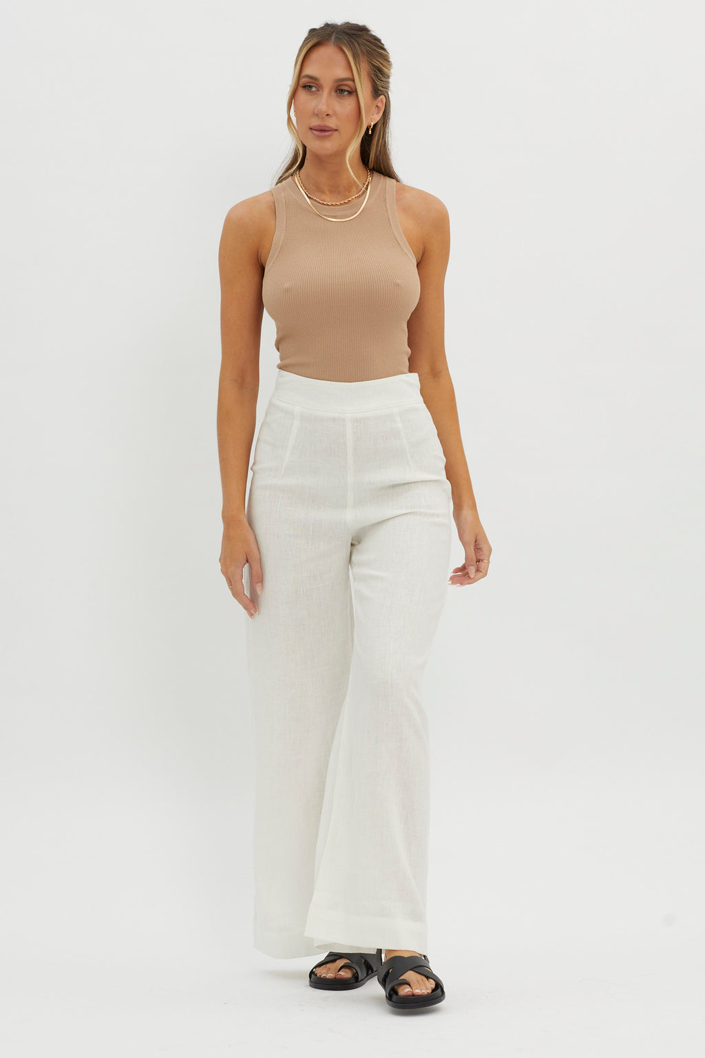 Wanda Wide Leg Pants White by Selfie Leslie