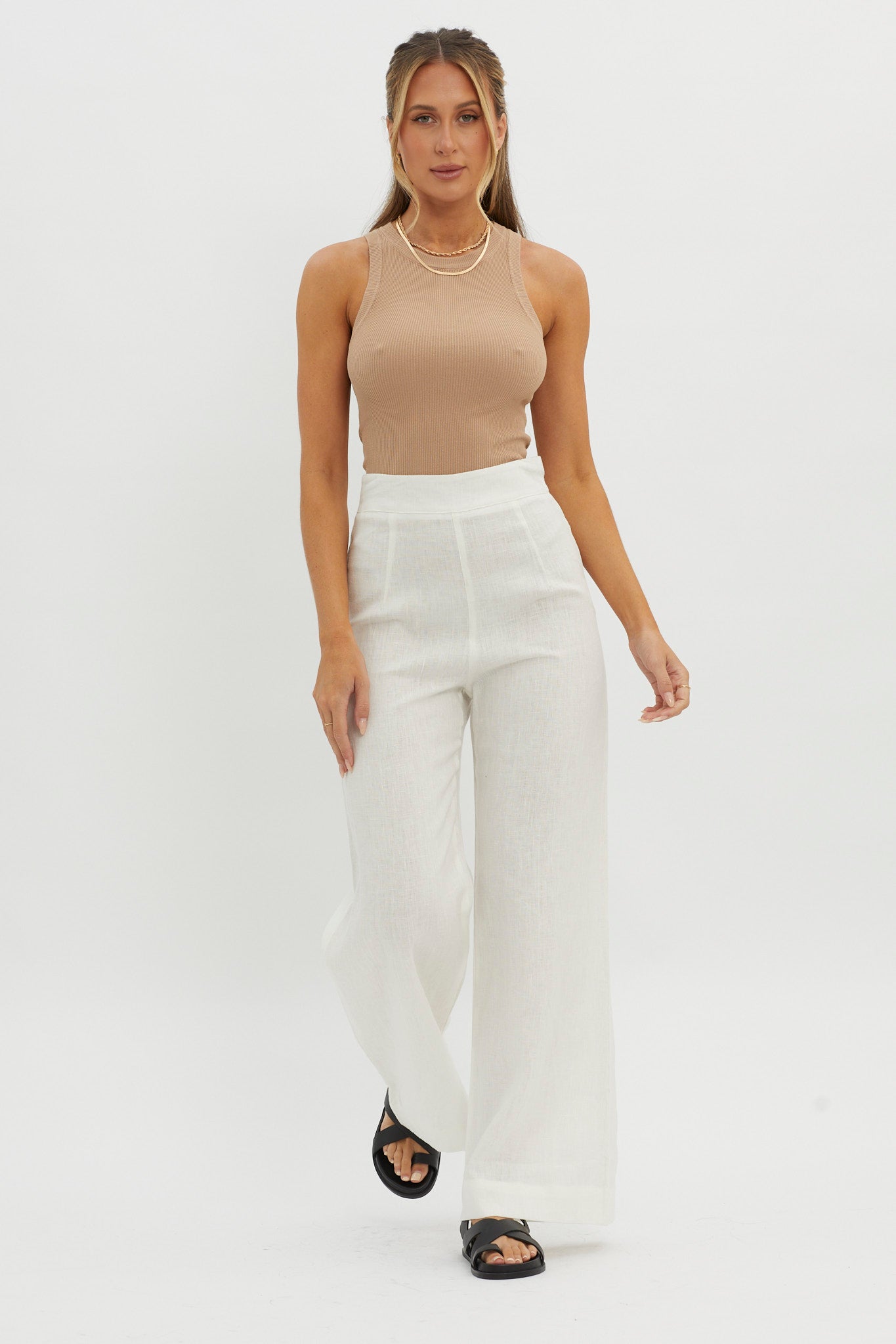 Wanda Wide Leg Pants White by Selfie Leslie
