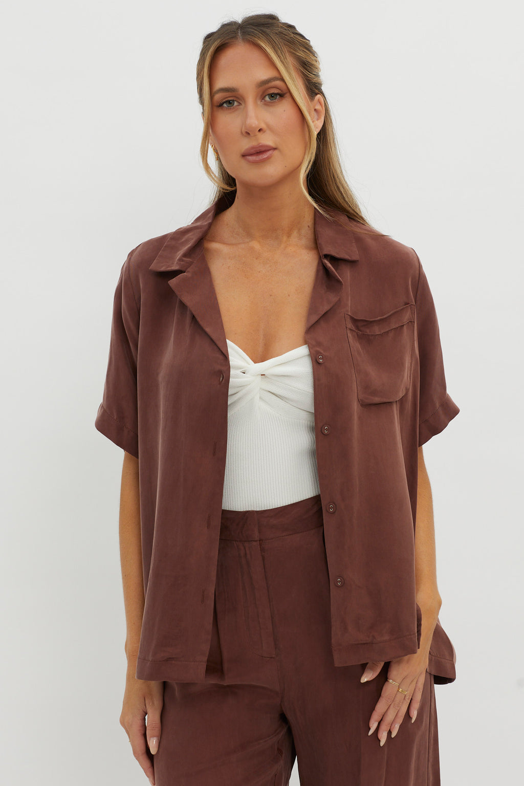 Tessa Button-Up Shirt Choco by Selfie Leslie