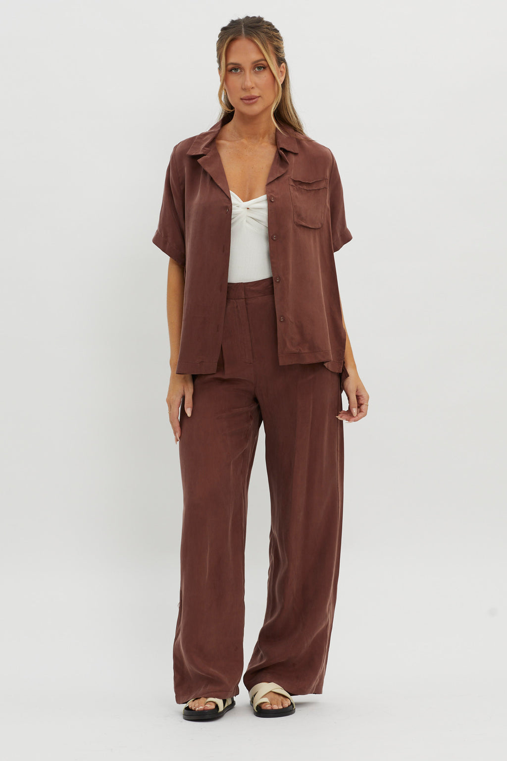 Tessa Button-Up Shirt Choco by Selfie Leslie