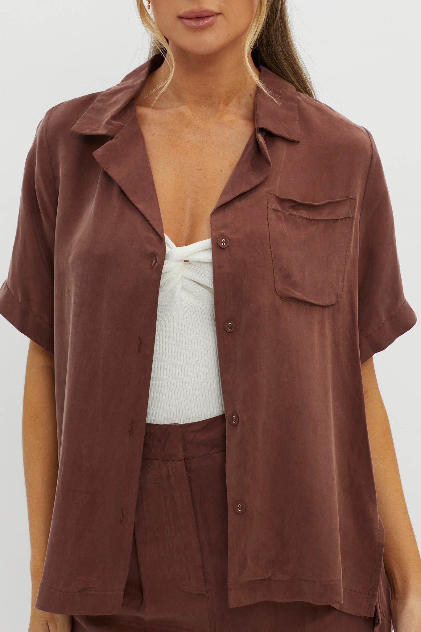 Tessa - Cotton Button-Up Shorts Set