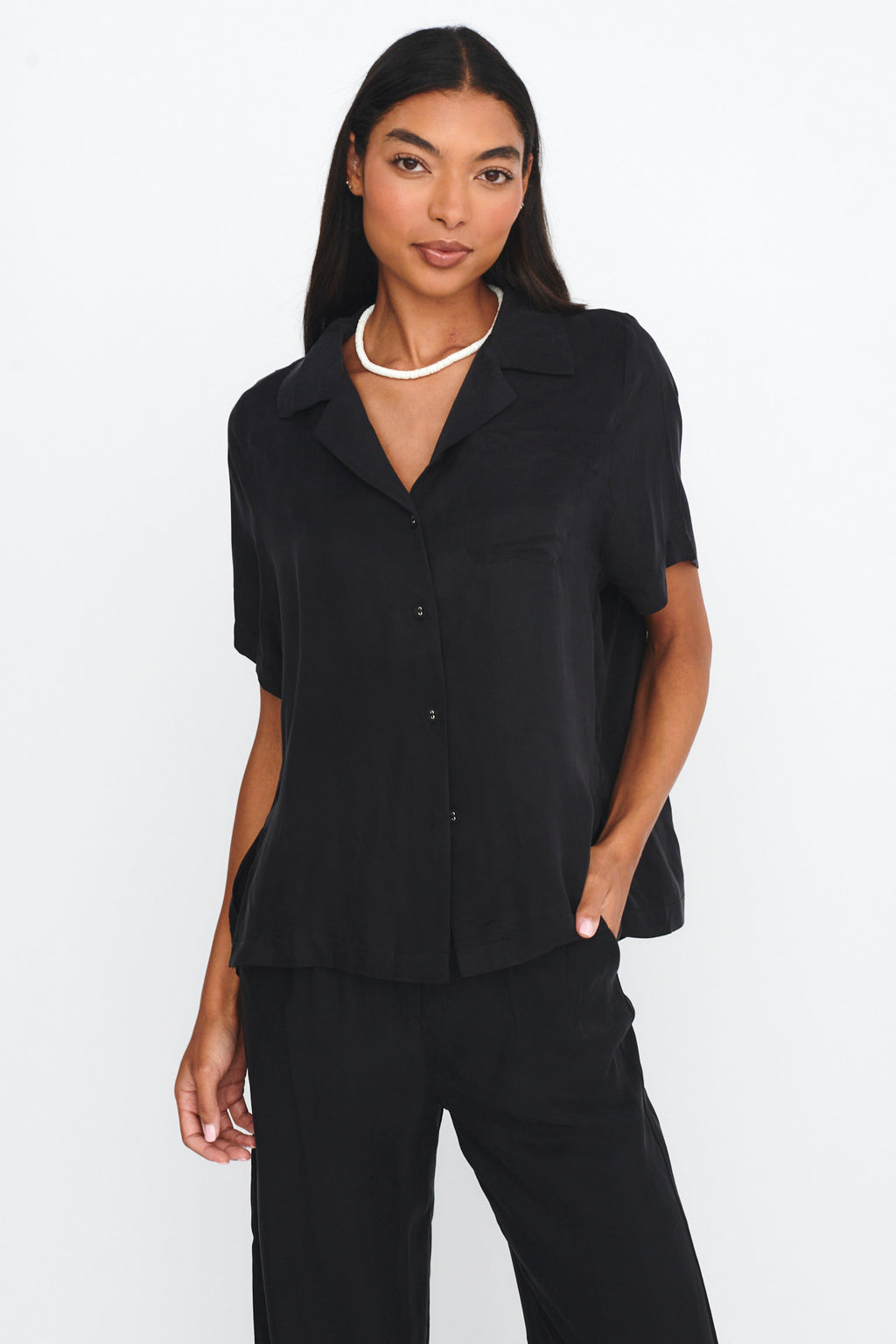 Tessa Button-Up Shirt Black by Selfie Leslie