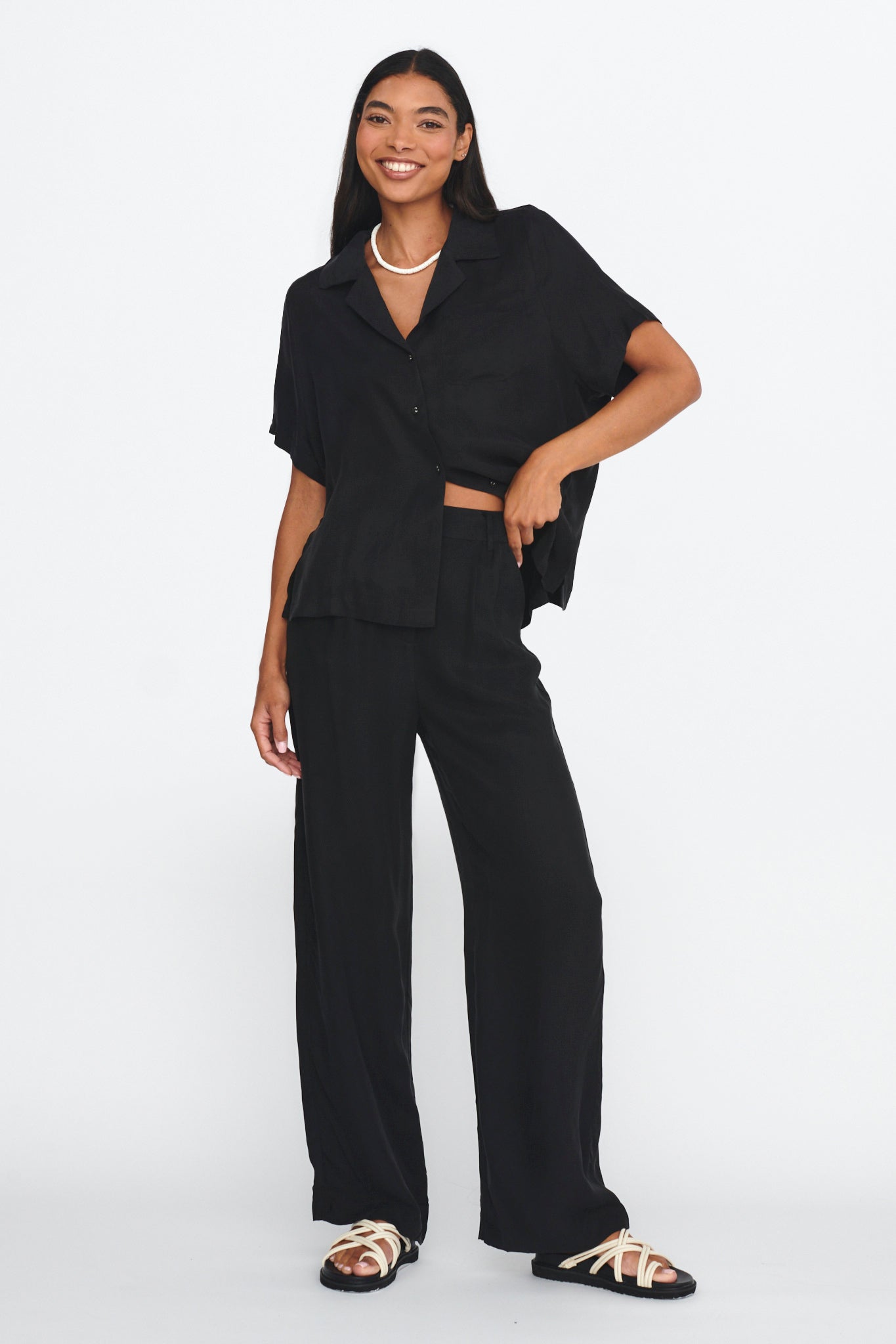 Tessa Button-Up Shirt Black by Selfie Leslie