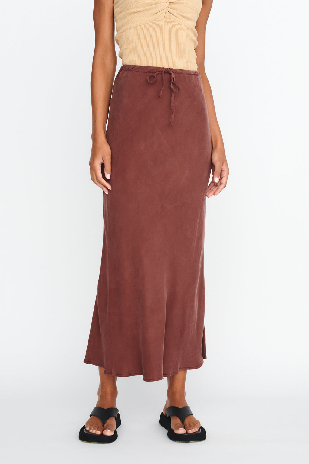 Merisa Drawstring Midi Skirt Choco by Selfie Leslie