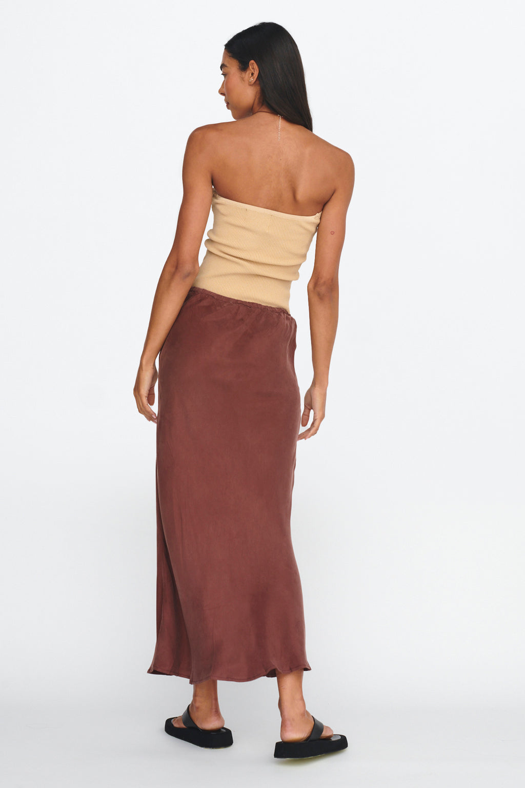 Merisa Drawstring Midi Skirt Choco by Selfie Leslie