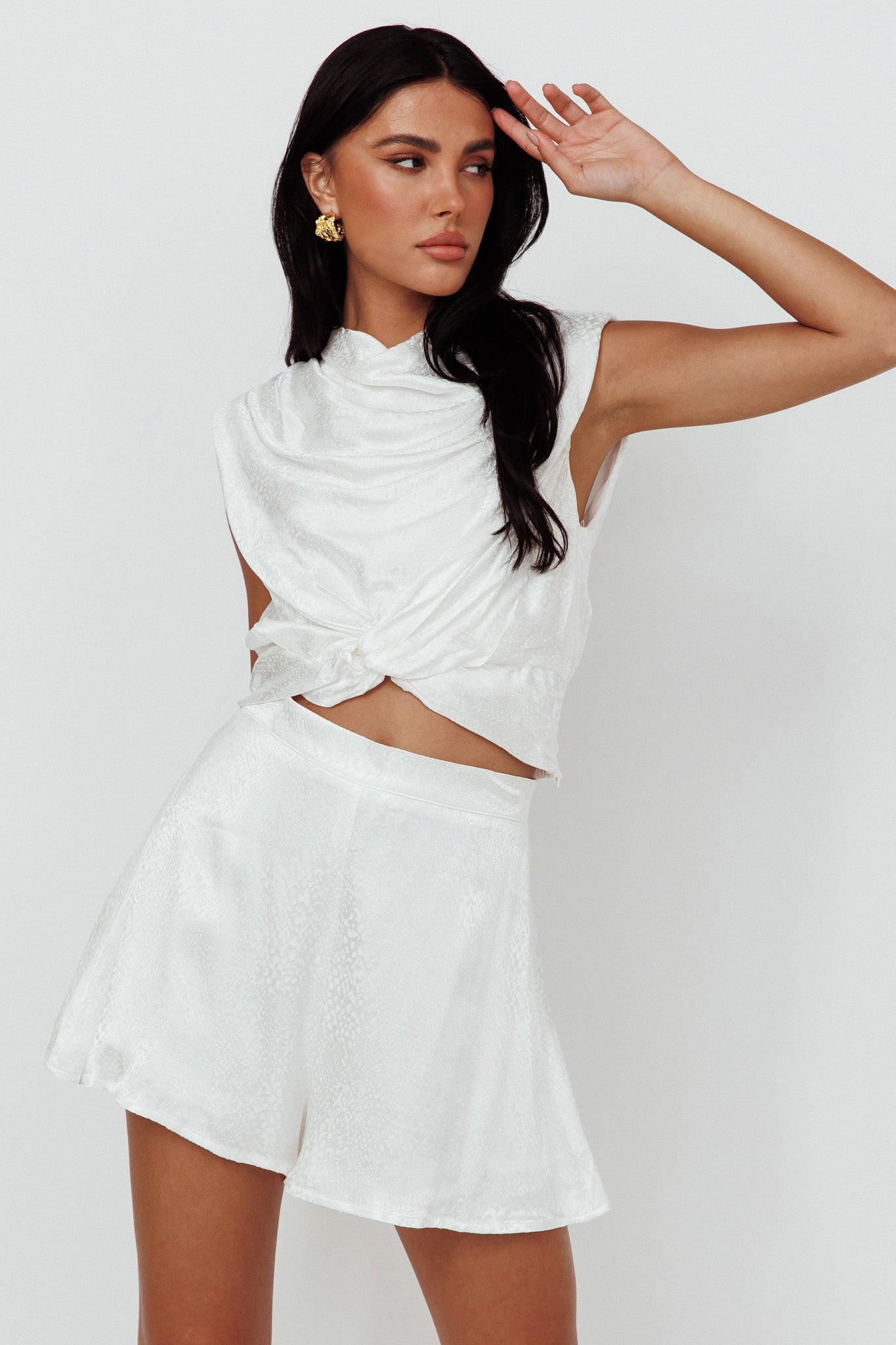 Sailing Snakeskin Texture Shorts White by Selfie Leslie