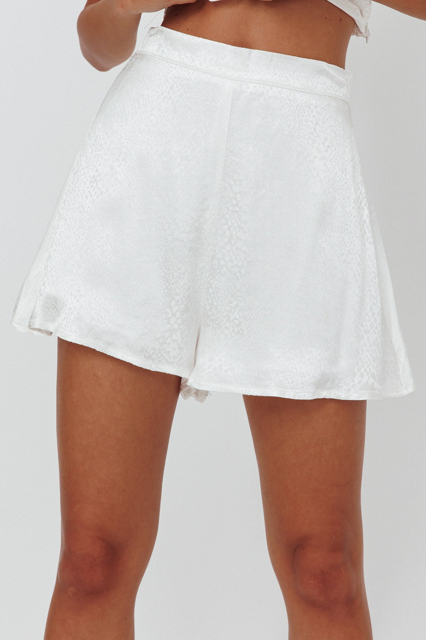 Sailing Snakeskin Texture Shorts White by Selfie Leslie