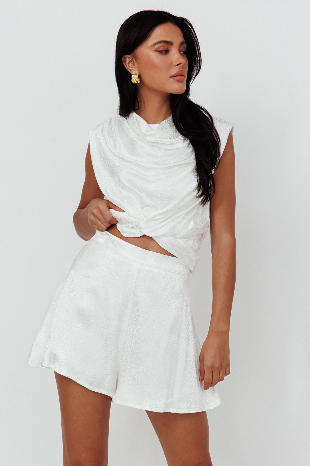 Sailing Snakeskin Texture Shorts White by Selfie Leslie